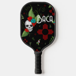 Skull Rose Zia Sun Greenerity Black New Mexico Pickleball Schläger