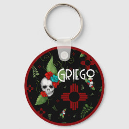 Skull Rose Zia Sun Greenerity Black New Mexico Schlüsselanhänger