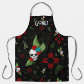 Skull Rose Zia Sun Greenerity Black New Mexico Schürze (Vorderseite)