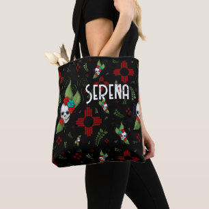 Skull Rose Zia Sun Greenerity Black New Mexico Tasche