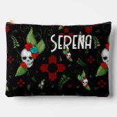 Skull Rose Zia Sun Greenerity Black New Mexico Zubehörtasche (Vorderseite)