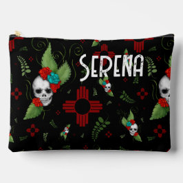 Skull Rose Zia Sun Greenerity Black New Mexico Zubehörtasche
