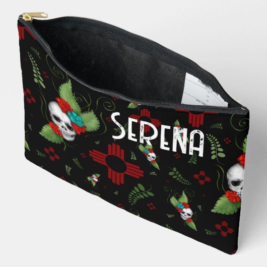Skull Rose Zia Sun Greenerity Black New Mexico Zubehörtasche (Offen)