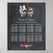 Skull Rote Rose 8 Tischplan Hochzeitsplakat Poster (Vorne)