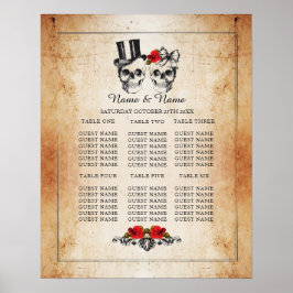 Skull Rote Rose Plan Hochzeitsposter Sitzplätze Poster