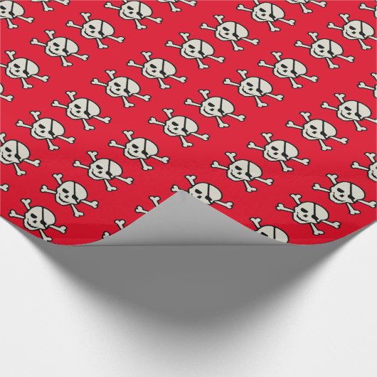 Skull - rotes glänzendes Papier, 30" x 15' Geschenkpapier (Ecke)