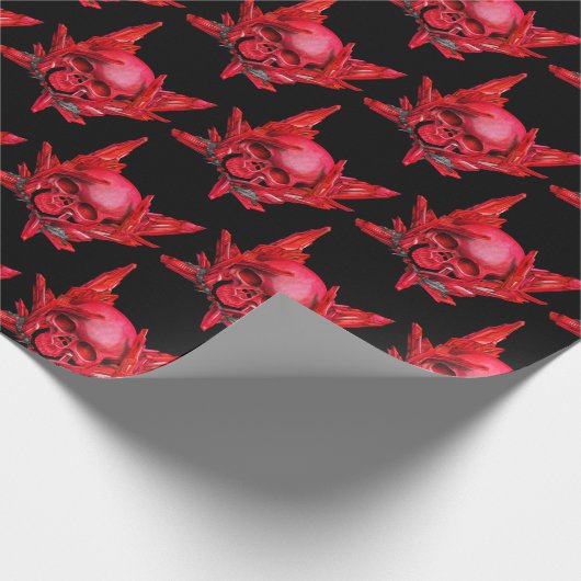 Skull Ruby Edelwrapping Paper Geschenkpapier (Ecke)