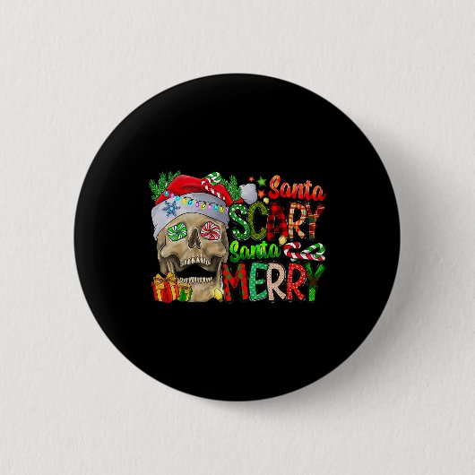 Skull Santa Beängstigend Santa Merry Weihnachtsmat Button (Vorderseite)
