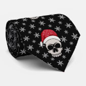 Skull Santa Snowflakes Black Krawatte (Gerollt)