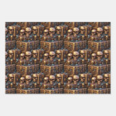 Skull Schatztruhe 3D-Braungold-Piratenthema Geschenkpapier Set (Vorderseite 2)