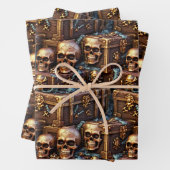 Skull Schatztruhe realistische 3D-halloween Bronze Geschenkpapier Set (Beispiel)