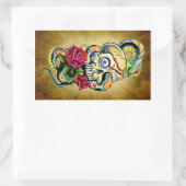 Skull Schlange Rose Design Rechteckiger Aufkleber (Tasche)