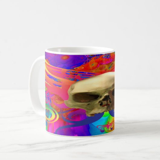 Skull-Schmetterling in Farbe Kaffeetasse (Vorderseite Links)