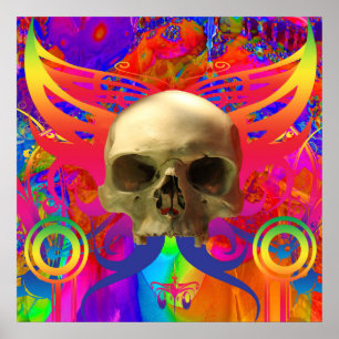 Skull-Schmetterling in Farbe Poster
