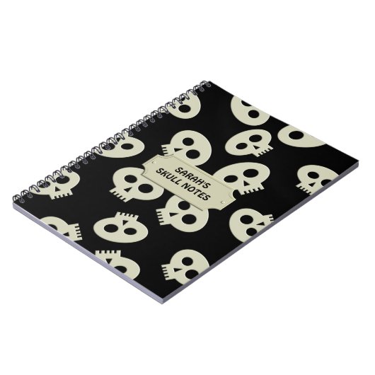 Skull School Notes Black Personalisiertes Notebook Notizblock (Linke Seite)