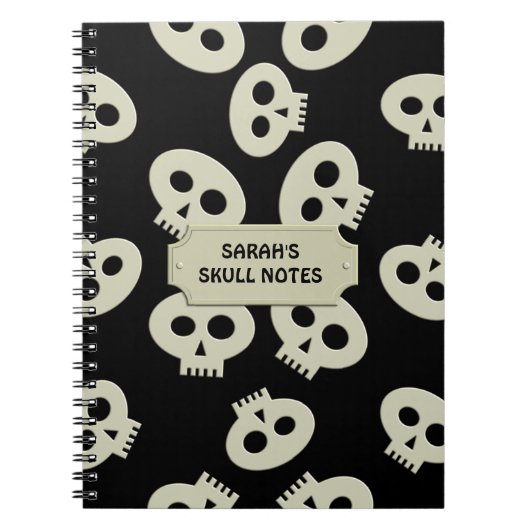 Skull School Notes Black Personalisiertes Notebook Notizblock (Vorderseite)