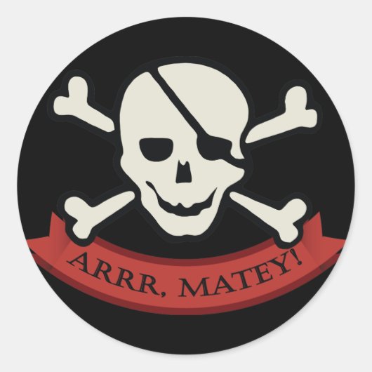 Skull - Schwarz Klassischer Rundaufkleber, glänzen Runder Aufkleber (Vorderseite)