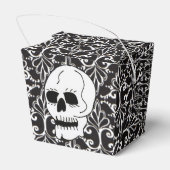 Skull Schwarz-weiß Damask Scrolls Geschenkschachtel (Rückseite)