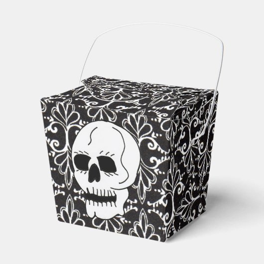 Skull Schwarz-weiß Damask Scrolls Geschenkschachtel (Vorderseite)