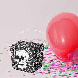 Skull Schwarz-weiß Damask Scrolls Geschenkschachtel