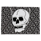 Skull Schwarz-weiß Damask Scrolls Große Geschenktüte (Rückseite)