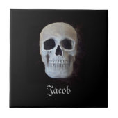 Skull Schwarz-Weiß-Gotik Trendy Art Design Fliese (Vorderseite)