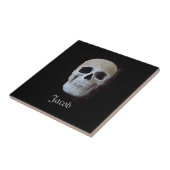 Skull Schwarz-Weiß-Gotik Trendy Art Design Fliese (Seite)
