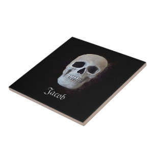 Skull Schwarz-Weiß-Gotik Trendy Art Design Fliese