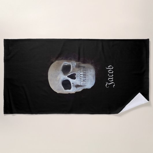Skull Schwarz-Weiß-Gotik Trendy Art Design Strandtuch (Vorderseite)