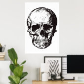 Skull Schwarz-weiß Pop Art Fantasy Art Heavy Metal Poster (Heimbüro)
