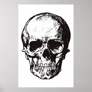 Skull Schwarz-weiß Pop Art Fantasy Art Heavy Metal Poster