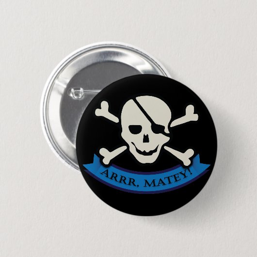Skull - Schwarzer Standard, 2¼ Zoll Rundtaste Button (Vorne & Hinten)