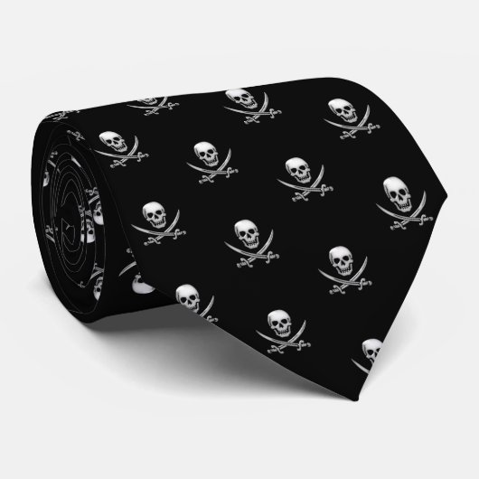 Skull & Schwerter Pirate Krawatte (Gerollt)