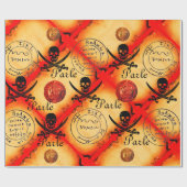 SKULL,SCHWERTER,PIRATES TREASKARTENPARKMENT GESCHENKPAPIER (Flach)