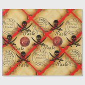 SKULL,SCHWERTER,PIRATES TREASKARTENPARKMENT GESCHENKPAPIER (Flach)