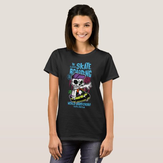 Skull Skater Champ - Skateboard Lover T-Shirt (Vorne ganz)