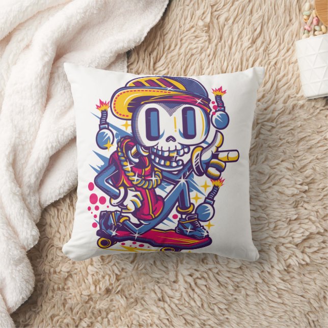 Skull Skater Throw Pillow Kissen (Decke)