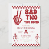 Skull Skeleton Bad to the Bone 2nd Birthday  Einladung (Vorderseite)