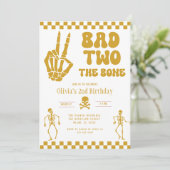 Skull Skeleton Bad to the Bone 2nd Birthday  Einladung (Stehend Vorderseite)