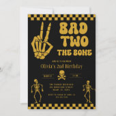 Skull Skeleton Bad to the Bone 2nd Birthday  Einladung (Vorderseite)