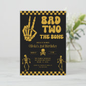 Skull Skeleton Bad to the Bone 2nd Birthday  Einladung (Stehend Vorderseite)