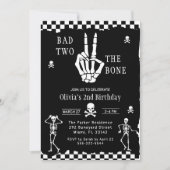 Skull Skeleton Bad to the Bone 2nd Birthday Einladung (Vorderseite)