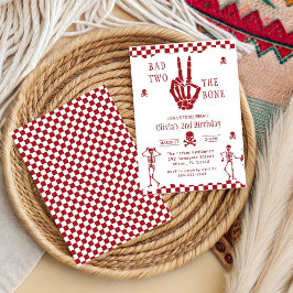 Skull Skeleton Bad to the Bone 2nd Birthday  Einladung