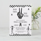 Skull Skeleton Bad to the Bone 2nd Birthday Einladung (Stehend Vorderseite)