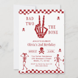 Skull Skeleton Bad to the Bone 2nd Birthday  Einladung