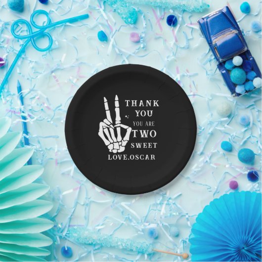 Skull Skeleton Bad to the Bone 2nd Birthday Pappteller (Party)