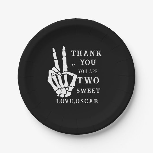 Skull Skeleton Bad to the Bone 2nd Birthday Pappteller (Vorderseite)