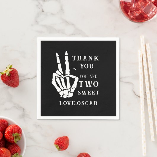 Skull Skeleton Bad to the Bone 2nd Birthday Serviette (Beispiel)