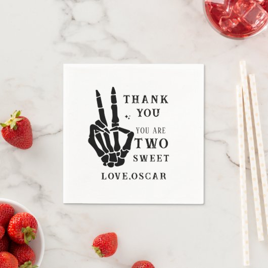 Skull Skeleton Bad to the Bone 2nd Birthday  Serviette (Beispiel)