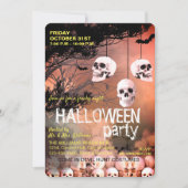 Skull Skeleton Halloween-Party Freaky Red Night Einladung (Vorderseite)
